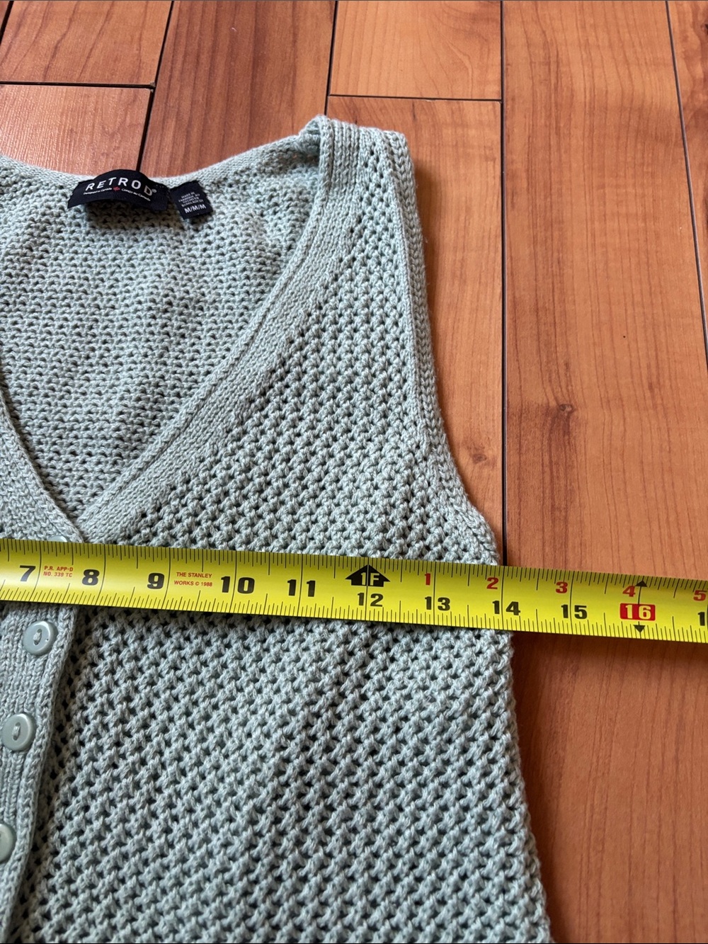 Retrod Sage Green Knit Button-Front Ruffle Hem Tank - Picture 4 of 6
